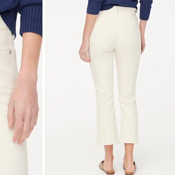 NWT J Crew Mid rise flare crop ecru jean in signature - Picture 1 of 2